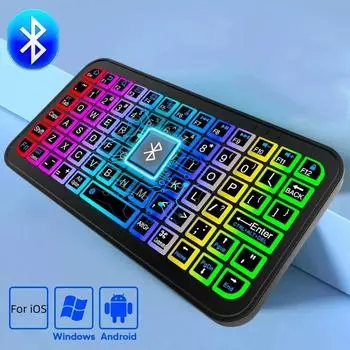 Беспроводная клавиатура Bluetooth Мини-клавиатура с цветной подсветкой 87 клавиш Беззвучная офисная клавиатура для IOS Android Windows