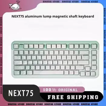 Беспроводная клавиатура Cool Killer Next75 с 3 режимами работы, магнитная ось, индивидуальные наборы механических клавиатур для компьютерных геймеров, подарки Black magnetic axis