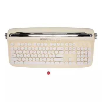 Беспроводная клавиатура для пишущей машинки в стиле ретро, 104 клавиши, BT5.0, интегрированная подставка, клавиатура для планшета для смарт-устройств жёлтый