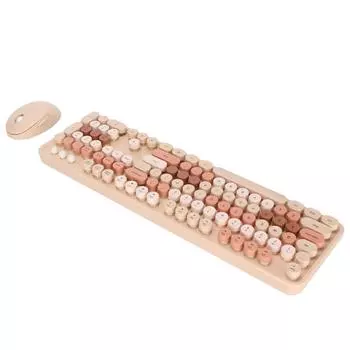 Беспроводная клавиатура и мышь 104 клавиши эргономичная симпатичная настольная игровая клавиатура и мышь комплект для девочек для дома