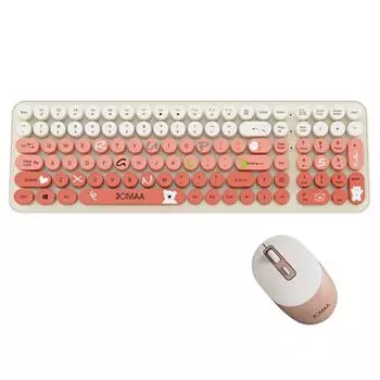 Беспроводная клавиатура и мышь 2,4G, 105 клавиш, красочная мультяшная клавиатура и мышь, набор для ноутбука с Windows