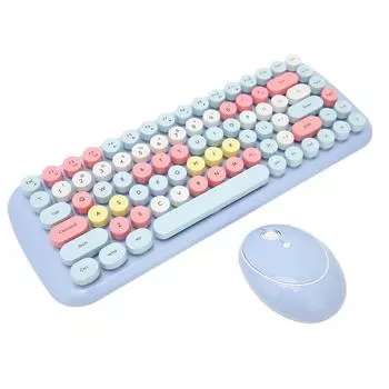 Беспроводная клавиатура и мышь Combo 84 клавиши 1600DPI Легкая бесшумная ретро компьютерные аксессуарыLight