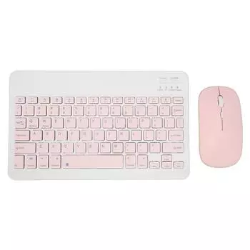 Беспроводная клавиатура и мышь, набор из 10 дюймов, компьютерная клавиатура, мышь, набор для планшета, мобильного телефона, компьютера розовый