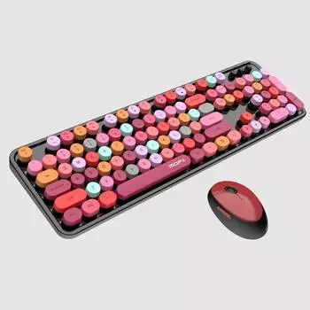 Беспроводная клавиатура и мышь в комплекте, 2,4G Plug and Play Беспроводная пишущая машинка, клавиатура и мышь для Windows, настольный компьютер blue colorful