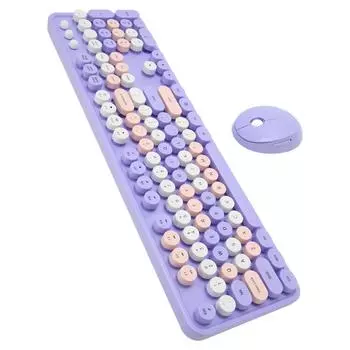 Беспроводная клавиатура с мышью 2,4 ГГц, 104 клавиши, полноразмерная клавиатура для пишущей машинки, 3 регулируемых DPI, мышь
