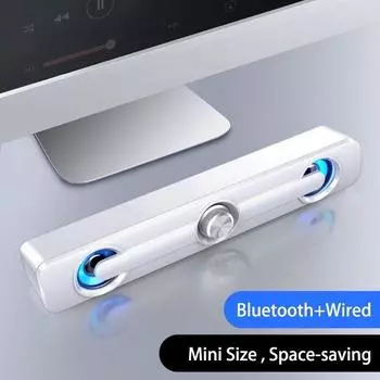 Беспроводная компьютерная колонка с динамиками звуковой панели Bluetooth — дополнительный вход 3,5 мм, улучшенное качество звука для настольного монитора, ПК, ноутбуков AUX чёрный