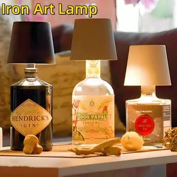 Беспроводная лампа-бутылка, новинка 2024 года, бесступенчатая регулировка яркости, беспроводная зарядная лампа, перезаряжаемая сенсорная лампа для улицы синий