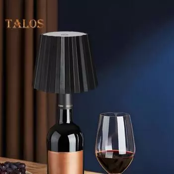 Беспроводная лампа-бутылка Светодиодный прикроватный светильник с мерцанием, без USB-аккумулятора, энергосберегающее сенсорное управление, бесступенчатое затемнение света в бутылке Warm light чёрный