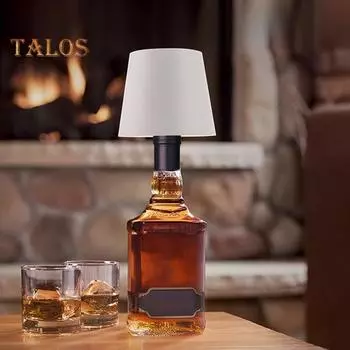 Беспроводная лампа для бутылок вина, 3 цвета, регулируемая яркость, перезаряжаемая, беспроводная, сенсорное управление, светодиодная настольная лампа для дома, офиса, бара, кафе, украшения metal чёрный