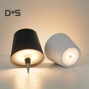 Беспроводная лампа для бутылок вина, 3 цвета, регулируемая яркость, перезаряжаемая, беспроводная, сенсорное управление, светодиодная настольная лампа для дома, офиса, бара, кафе, украшения metal чёрный