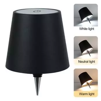 Беспроводная лампа для бутылок вина, 3 цвета, регулируемая яркость, перезаряжаемая, беспроводная, сенсорное управление, светодиодная настольная лампа для дома, офиса, бара, кафе, украшения metal чёрный
