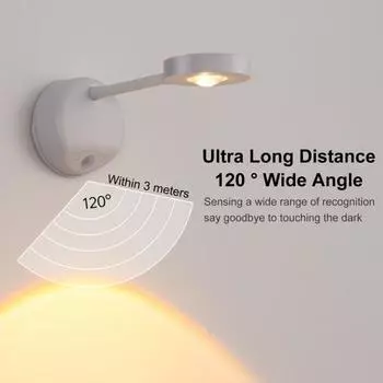 Беспроводная лампа с датчиком движения, перезаряжаемая лампа для защиты глаз, лестничная лампа, мерцающая бесступенчатая затемняемая ночная лампа для дома белый