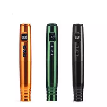 Беспроводная машина для татуировки, ручка для перманентного макияжа, татуировки бровей, мощный бессердечный двигатель, быстрая зарядка, литиевая батарея 1200 мАч, адаптер RCA чёрный