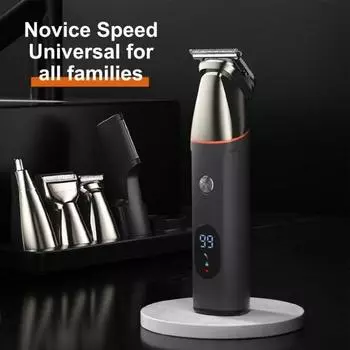 Беспроводная машинка для стрижки волос для мужчин 5 в 1 водонепроницаемый набор для ухода со сменными головками для волос бороды тела триммер с USB-зарядкой и светодиодом серебряный