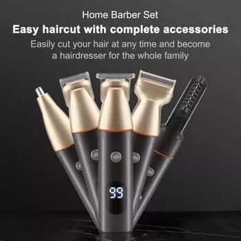 Беспроводная машинка для стрижки волос Yousheng для мужчин, водонепроницаемый набор для ухода за волосами, бородой, телом, триммер с зарядкой от USB серебряный