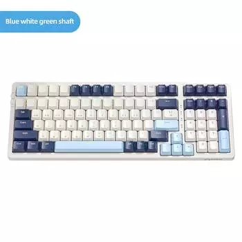 Беспроводная механическая клавиатура, три режима, компьютерная клавиатура, 100 клавиш, RGB-подсветка, клавиатура BT5.0/2.4Ghz/Type-C, проводная для ПК-геймеров Blue White