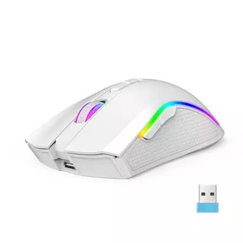 Беспроводная механическая мышь hxsj T69 2,4G Игровая мышь RGB Эргономичный дизайн Емкость аккумулятора 650 мАч 7 белый