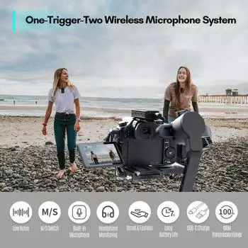 Беспроводная микрофонная система BOYA BY-XM6-S2 2.4G(2 передатчика и 1 приемник) Двухканальный отворот BY-XM6-S2