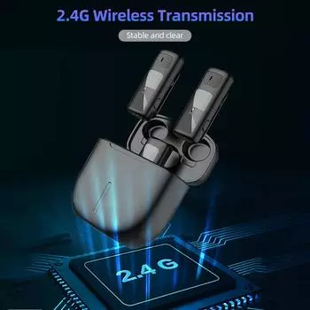 Беспроводная микрофонная система «один триггер-два» 2,4G с 1 приемником + 2 микрофонами + 1 чехлом для зарядки 1 Receiver and 1 Microphone чёрный