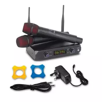 Беспроводная микрофонная система с 2 ручными микрофонами VHF UHF Беспроводной микрофон для звука в домашних кинотеатрах US Plug чёрный