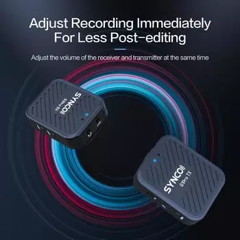 Беспроводная микрофонная система SYNCO G1A1 Pro с 1 приемником и 1 микрофоном, дальность передачи 200 м 1 Receiver & 1 Microphone чёрный