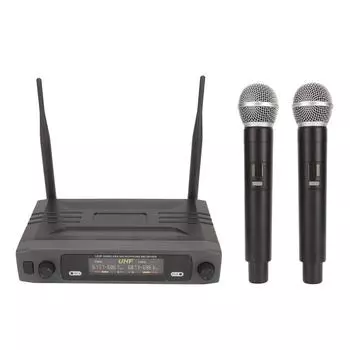 Беспроводная микрофонная система UHF двойной ручной динамический беспроводной микрофонный комплект с ЖК-дисплеем US Plug