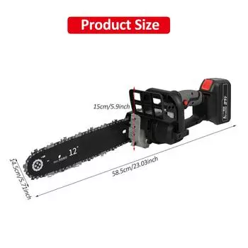 Беспроводная мини-бензопила, 12-ДЮЙМОВАЯ электрическая бензопила, аккумуляторная батарея 398TV UK Plug & 1 Battery чёрный