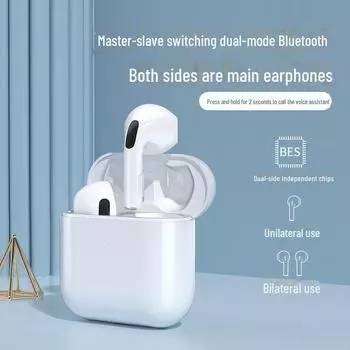 Беспроводная мини-гарнитура Huaqiangbei PRO4 Bluetooth 5.3 TWS с двумя хост-наушниками и полувкладышами null белый