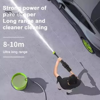 Беспроводная мойка высокого давления, ручной очиститель с насадками 6 в 1, мощный двигатель, портативный универсальный инструмент для мойки автомобилей US Plug чёрный