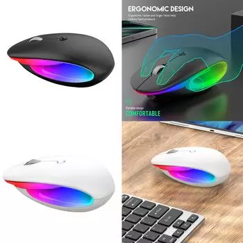 Беспроводная мышь 2,4 ГГц Bluetooth 5.1 2400 точек на дюйм, перезаряжаемая светодиодная оптическая мышь с тихим щелчком для офиса и игр чёрный