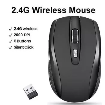 Беспроводная мышь 2,4 ГГц с USB-приемником, мини-бесшумные эргономичные мыши для ПК, ноутбука, настольного компьютера, игровая мышь