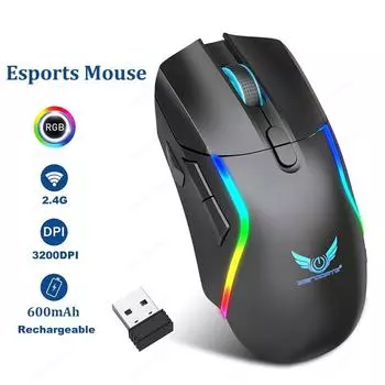 Беспроводная мышь 2.4G RGB цветная мышь 8 кнопок перезаряжаемая мышь 3200 DPI игровые мыши для MacBook Pro ПК ноутбук