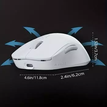 Беспроводная мышь Ajazz AJ199 2,4G USB Проводная игровая PAW3395 DPI 26000 для портативных ПК Оптическая компьютерная мышь белый