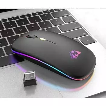 Беспроводная мышь Bluetooth и 2,4 ГГц Двойной режим перезаряжаемый RGB эргономичный бесшумный щелчок для ПК iPad ноутбука сотового телефона телевизора чёрный