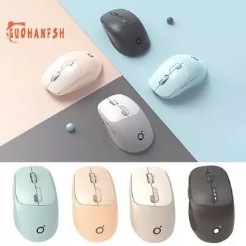 Беспроводная мышь Двойные режимы DPI Регулируемая кнопка отключения звука Перезаряжаемый удобный контроллер Ручка Bluetooth-совместимая беспроводная мышь Компьютерные аксессуары светло-розовый