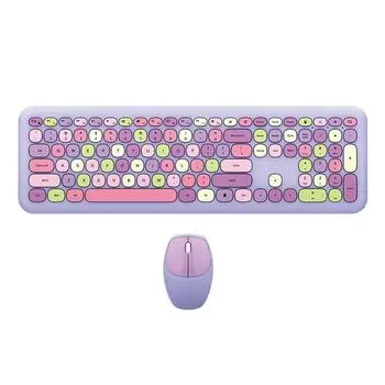 Беспроводная мышь и клавиатура Mofii: Круглые колпачки клавиш, беспроводная клавиатура для офисных женщин, полноразмерная клавиатура пишущей машинки