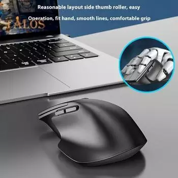 Беспроводная мышь с режимами RGB-подсветки, регулируемым DPI, эргономичным дизайном, 2,4 ГГц/совместимая с Bluetooth мышь для ноутбука чёрный