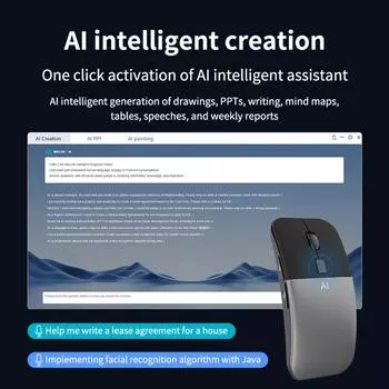 Беспроводная мышь Voice Transalate AI Mouse с преобразованием речи в текст на 116 языков и переводом на 226 языков чёрный