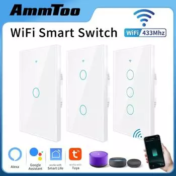 Беспроводная настенная панель WiFi Smart Light 120 с поддержкой Alexa и 1/2/3 Gang для приложения Smart Life