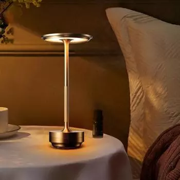 Беспроводная настольная лампа, перезаряжаемая светодиодная настольная лампа, прикроватная лампа с регулируемой яркостью, небольшой обеденный стол, светильник для кухни, стойки, спальни, ресторана золотистый