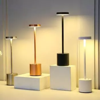 Беспроводная настольная лампа с 3 цветовыми температурами, плавная регулировка яркости, сенсорное управление, портативная беспроводная светодиодная лампа с батарейным питанием чёрный