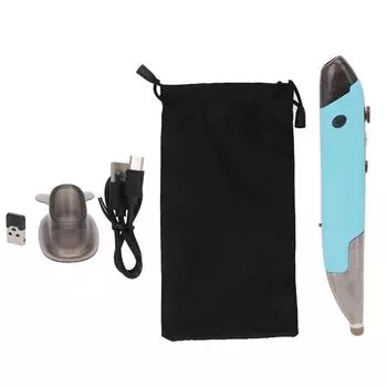 Беспроводная оптическая карманная ручка-мышь с голосовым вводом 2,4 ГГц, беспроводное расстояние 33 фута, 1600 точек на дюйм, USB-ручка-мышь серый