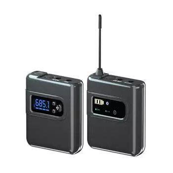 Беспроводная петличная микрофонная система с 2 передатчиками и 1 приемником, всенаправленным петличным микрофоном 1 Transmitter & 1 Receiver