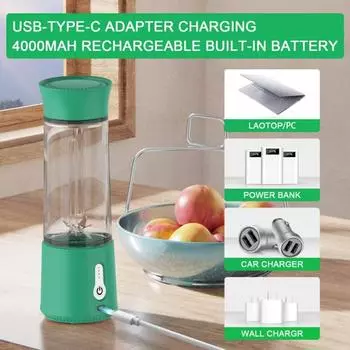 Беспроводная портативная соковыжималка, блендер, миксер для фруктов с острыми лезвиями, без бисфенола-А, можно мыть в посудомоечной машине, мощный мотор, машина для смешивания фруктов, чашка соковыжималки красный