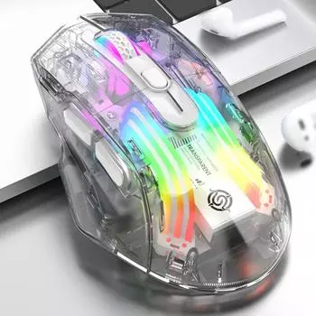 Беспроводная проводная трехрежимная перезаряжаемая игровая мышь 2,4G BT5.0, регулируемые мыши для киберспорта с разрешением 3600 точек на дюйм, RGB белый