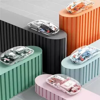 Беспроводная прозрачная мышь Трехрежимное подключение Прозрачные режимы Мышь с регулируемым разрешением Улучшенная мышь оранжевый