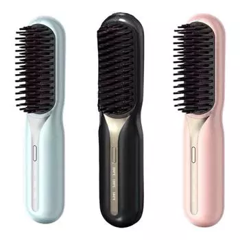Беспроводная прямая расческа для волос, перезаряжаемая выпрямитель для волос, электрическая горячая расческа для путешествий синий