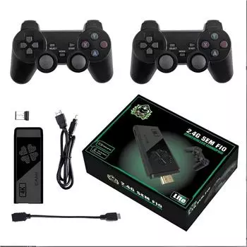 Беспроводная ретро-игровая консоль M8II со встроенными 30000+ классическими играми, выходом 4K HDMI TV, оснащена двумя беспроводными контроллерами 2.4G, игровым джойстиком 64G 64G
