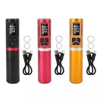 Беспроводная ручка для татуировки 3,5 мм, бессердечный двигатель, перезаряжаемый лайнер, шейдерный картридж, игла ЖК-дисплея Black