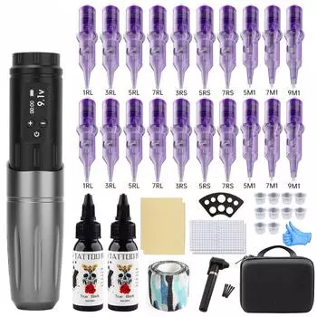 Беспроводная ручка для татуировки с дисплеем высокой четкости 1600 мАч, многофункциональная машинка для татуировки с вышивкой